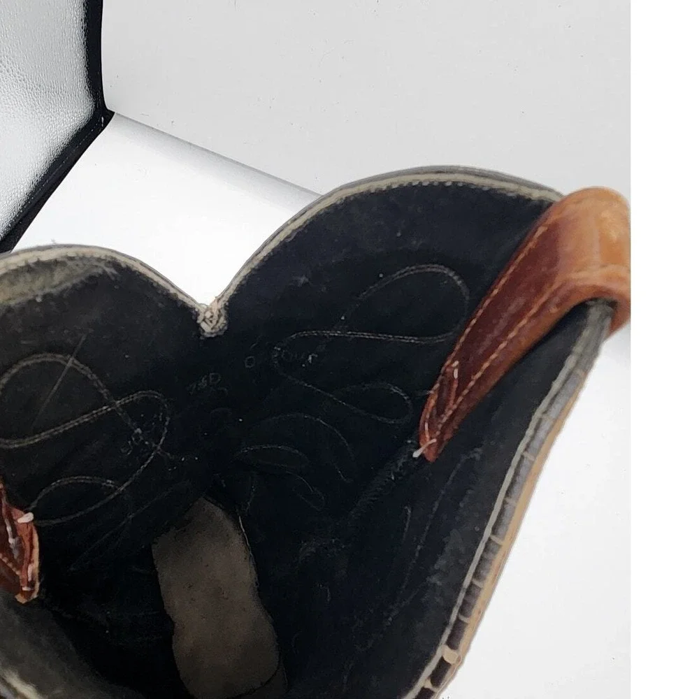 Vintage Brown Leather Cowboy Boots Western Boots Decorative‎ Stitching